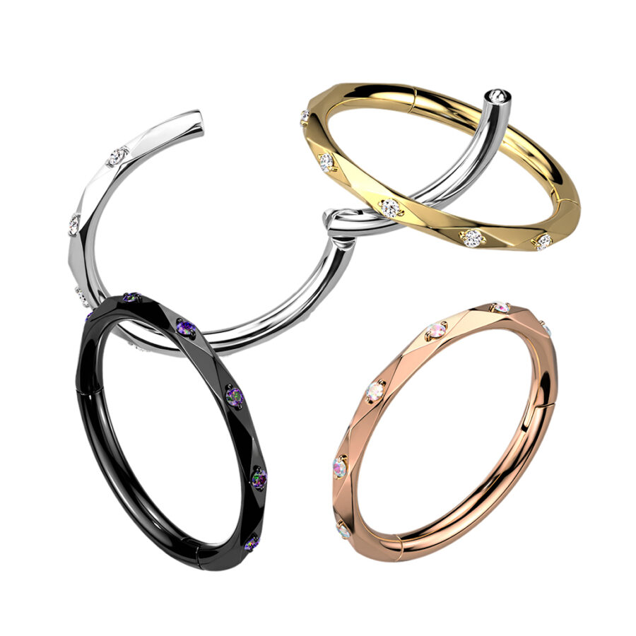Diamond Cut Titanium Clicker Ring