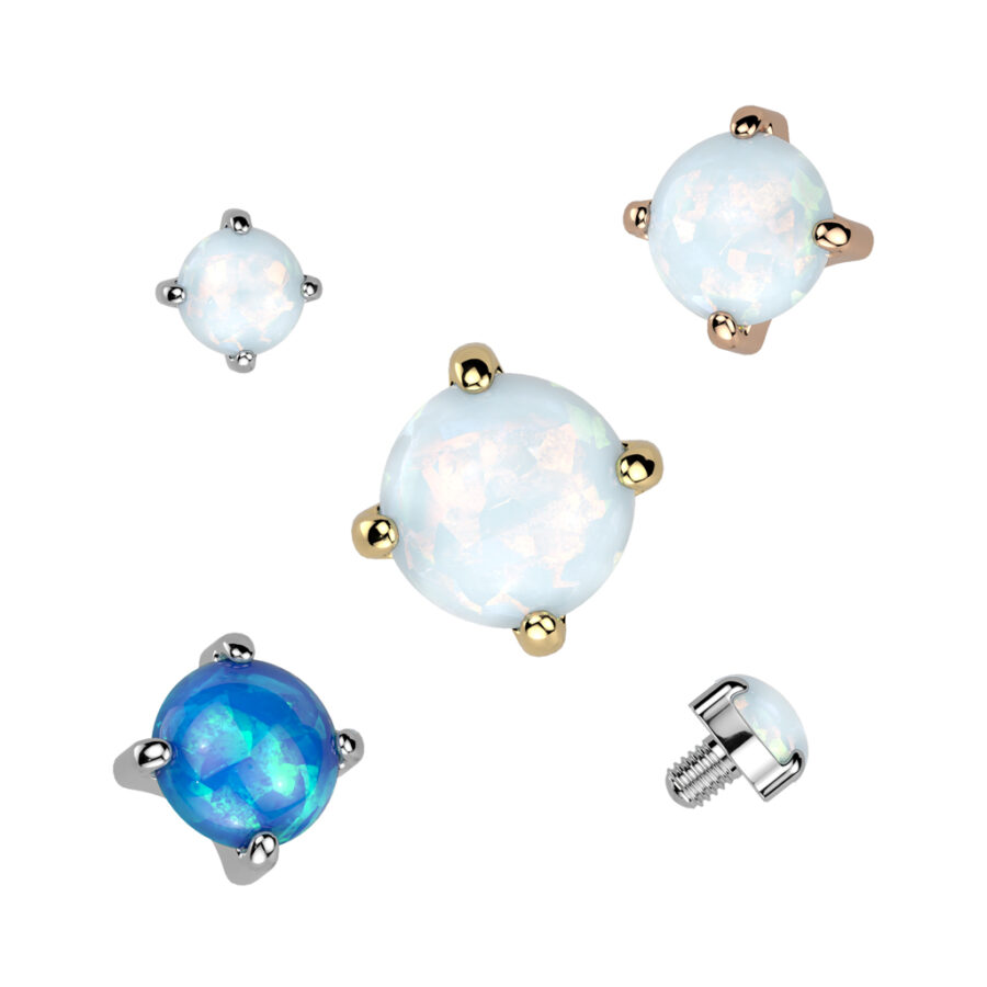 Implant Grade Titanium Internally Threaded Prong Set Opal Top