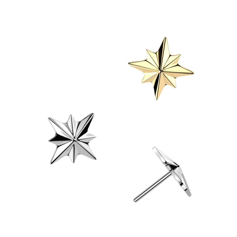 Titanium Threadless Push In Starburst Top