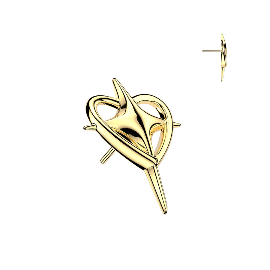 Titanium Threadless Push In Heart and Cross Top